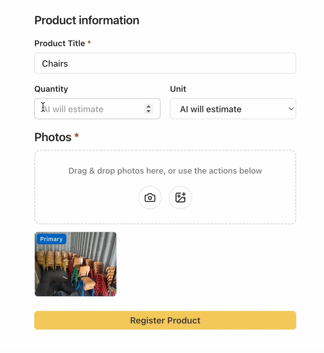 Registering a spare in LYS with a photo and title