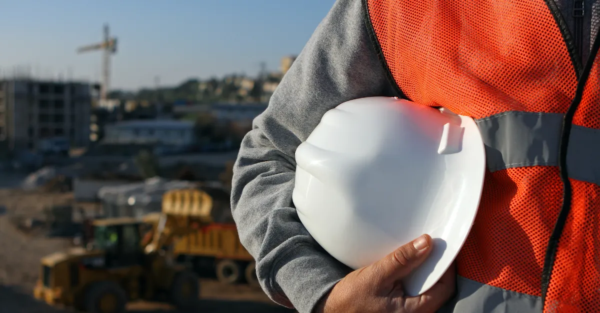 Site worker in a hard hat