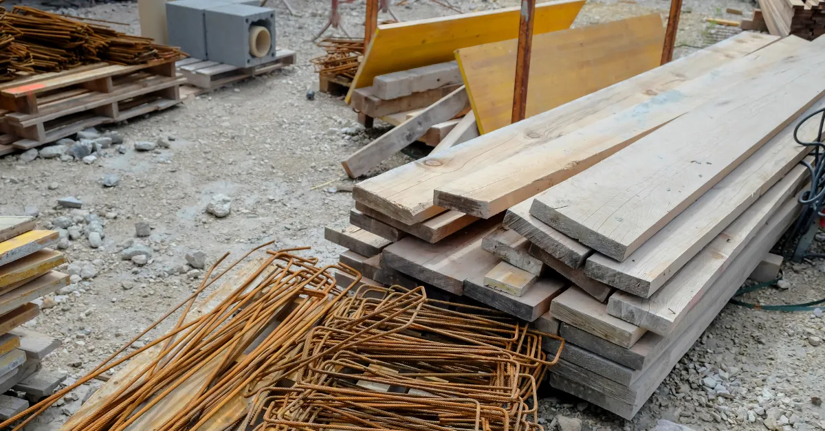 Timber stacked in a yard
